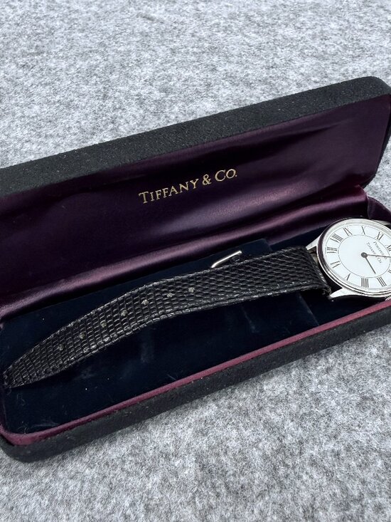 Vintage Tiffany & Co Portfolio Watch White Roman Dial Stainless Steel 33mm Swiss - Picture 2 of 12